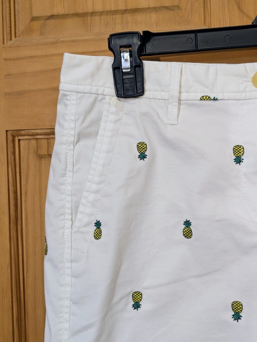 Talbots Girlfriend Pants Chino Ankle White Pineapple Embroidered Summer Sz 2